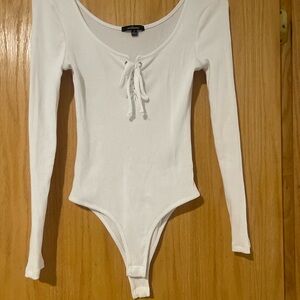 Ambiance White Ribbed Bodysuit